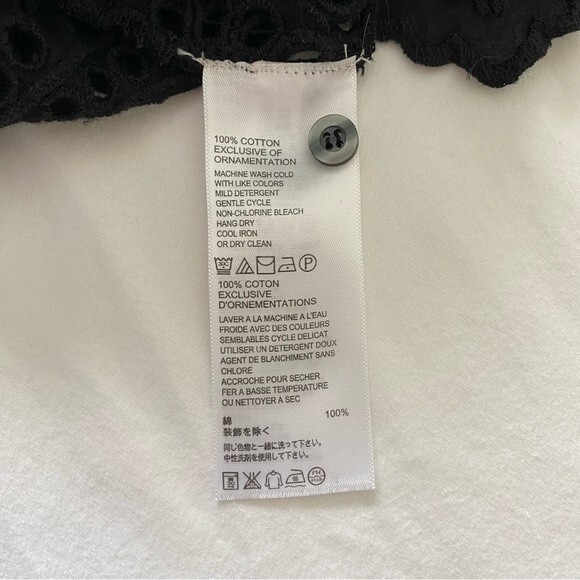 NWOT Tommy Bahama Eyelet Lace Black 3/4 Sleeve Cut Out Crochet Look Top SZ L - Picture 8 of 10